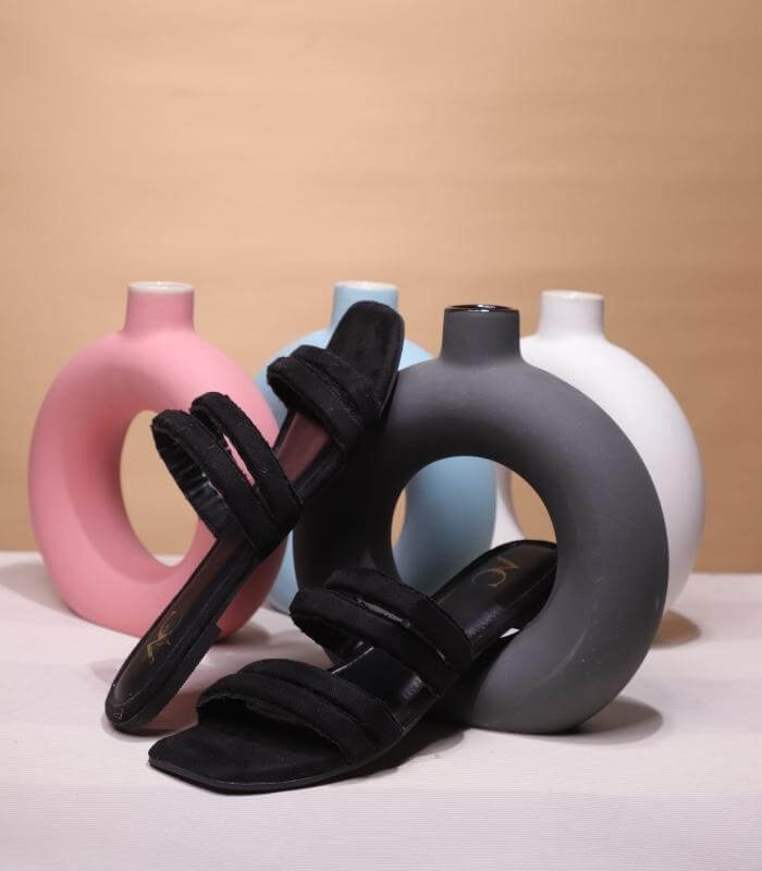 Two plus Two – Strap Slides For Women (Black)