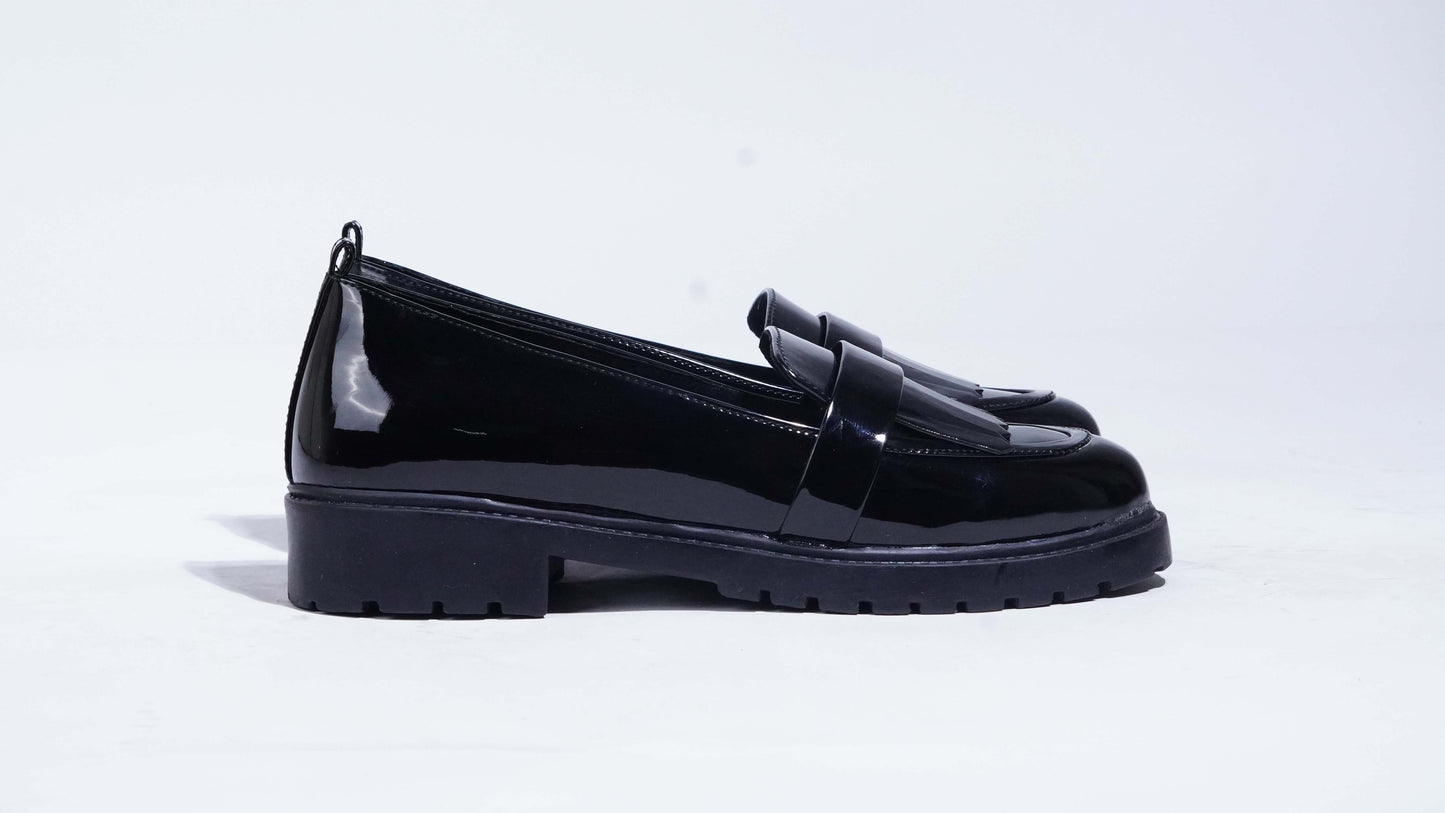 Shiny Fringe Chunkies Black Patent