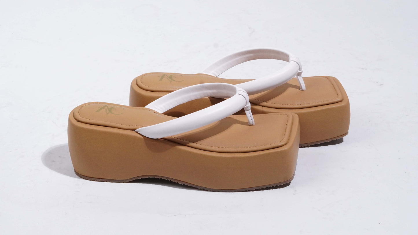 Lifted Beige & White Platforms