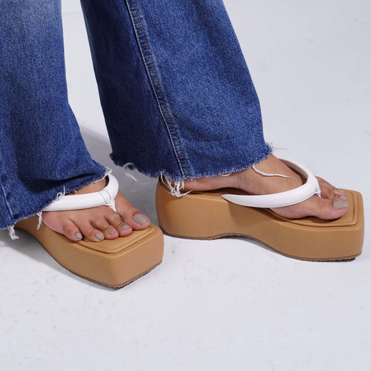 Lifted Beige & White Platforms