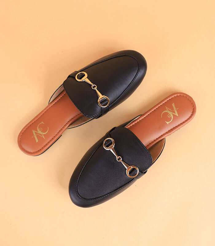 Buckled Women Mules – Black Color