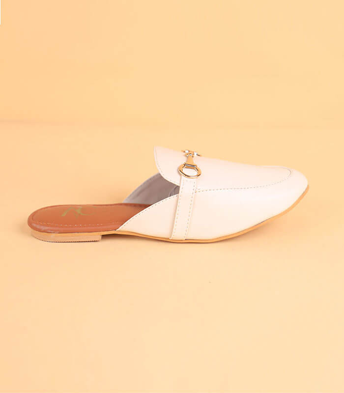 Buckled Mules For Girls – Cream Color