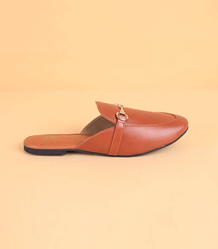Buckled Mules For Women (Tan)