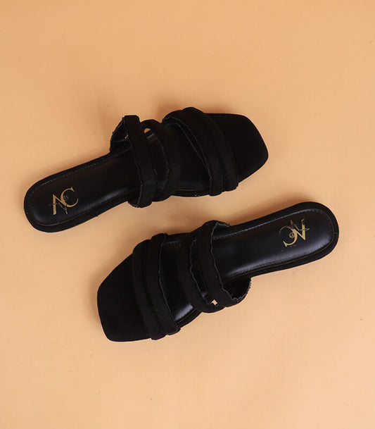 Two plus Two – Strap Slides For Women (Black)