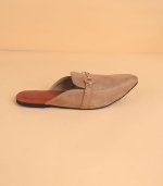 Pointed Buckled Women Mules (Mouse)