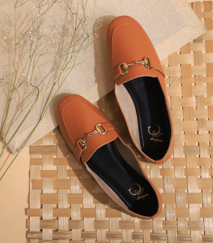 Buckled Casual Loafers For Women (Tan) - Main Image