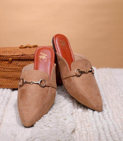 Pointed Buckled Women Mules (Mouse)