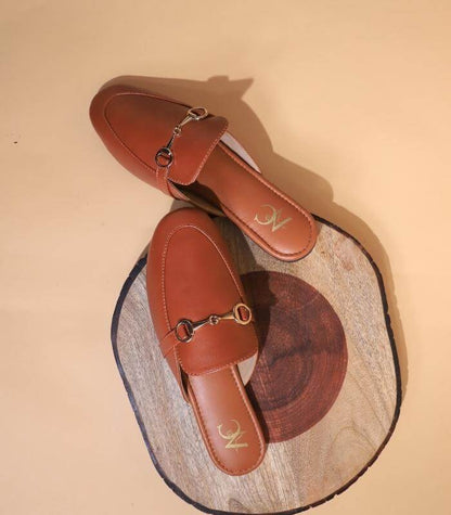 Buckled Mules For Women (Tan)