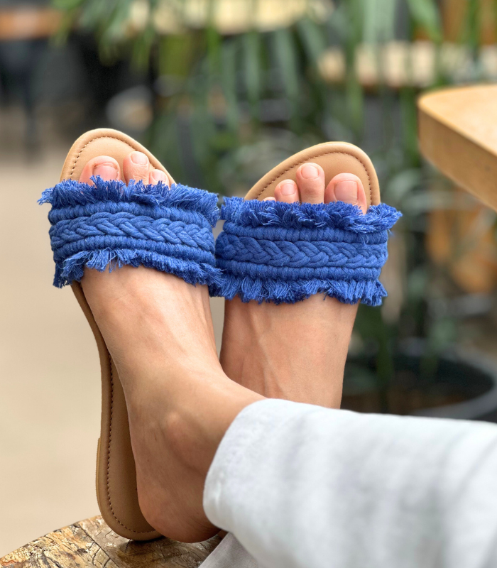 Navy Ruffle Flats