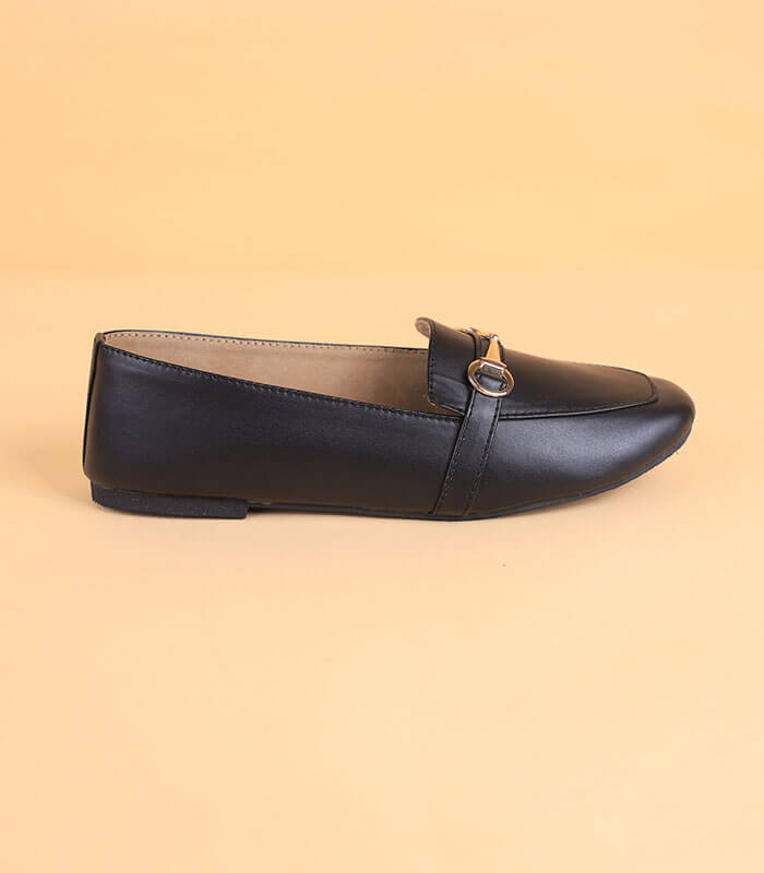 Buckled Casual Loafers For Women (Black)