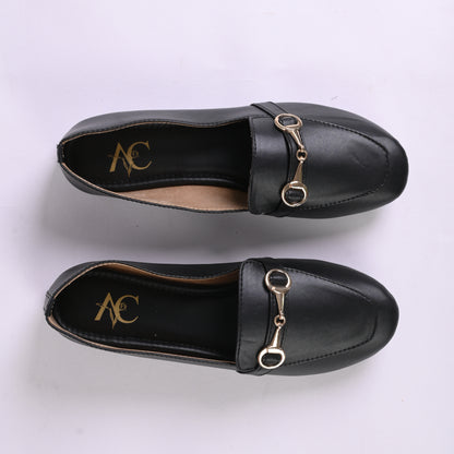 Buckled Casual Loafers For Women (Black)