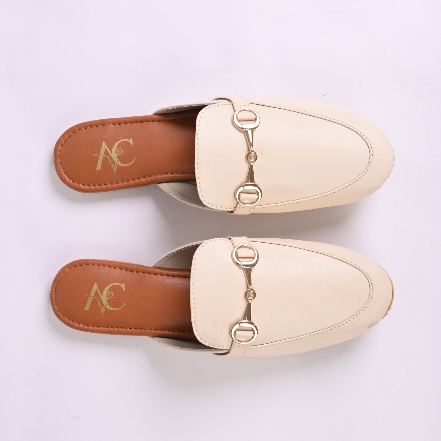 Buckled Mules For Girls – Cream Color