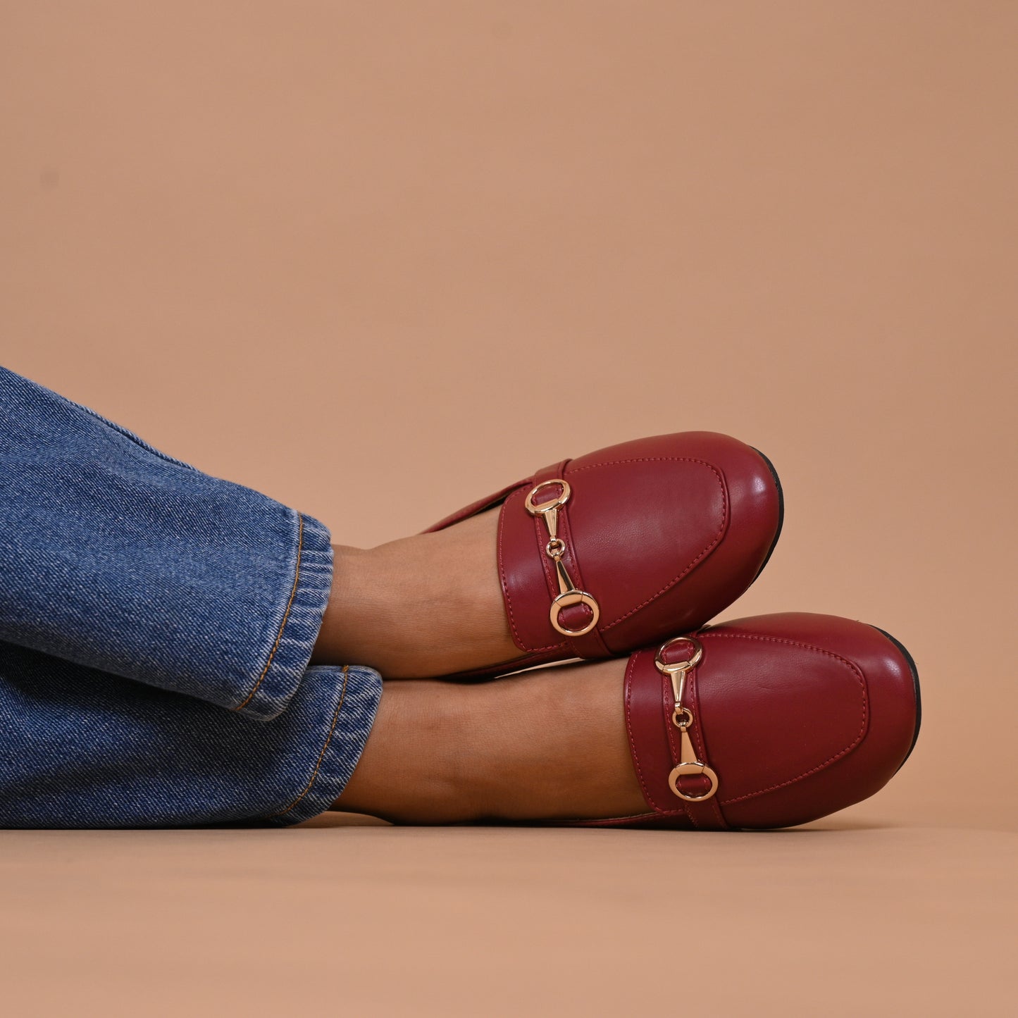 Buckled Casual Women Loafers (Deep Maroon)