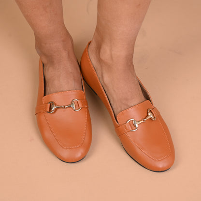 Buckled Casual Loafers For Women (Tan)