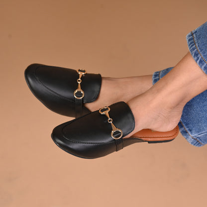 Buckled Women Mules – Black Color