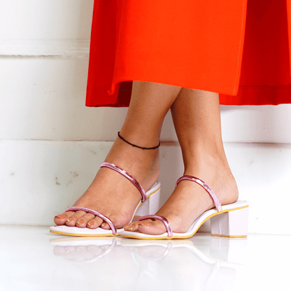 No Hassle Heels For Women – Metallic Pink & Pink Color 